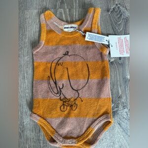 Bobo Choses Orange and Brown Striped Onesie NWT size 3-6 months